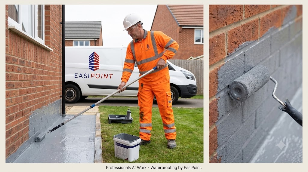 Waterproofing being Applied to Brick Wall