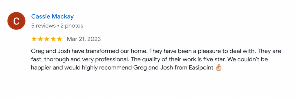 Cassie Mackay Google Review for Easipoint